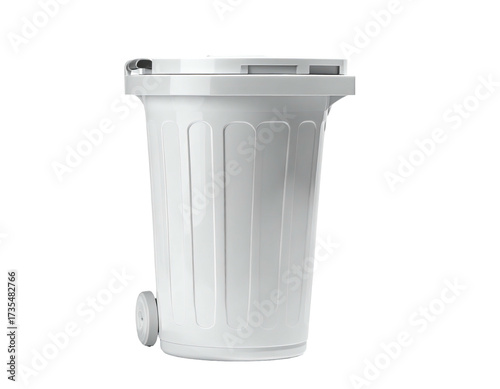 Wallpaper Mural White plastic outdoor trash bin with a lid, wheels, and vertical lines Torontodigital.ca