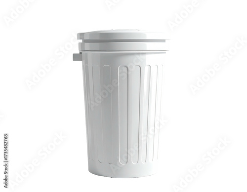 Wallpaper Mural A white plastic waste container with a lid and vertical ribbing Torontodigital.ca