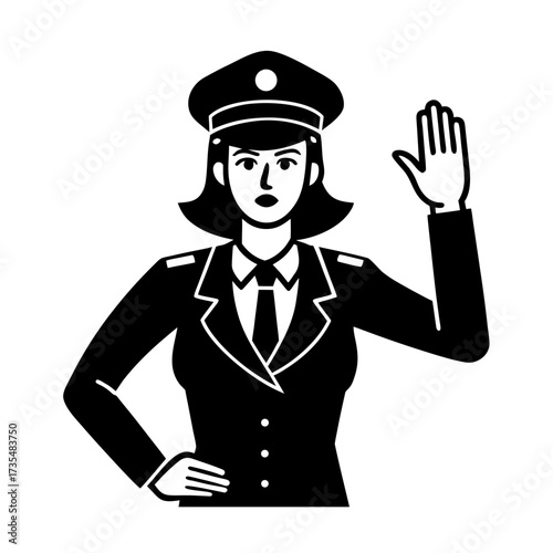 female police officer gesturing stop vector art 