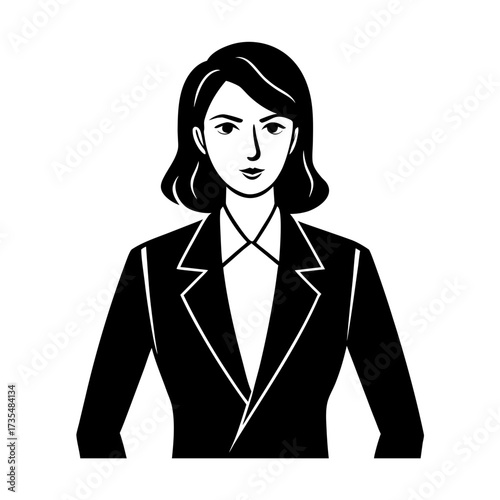 pensive female office worker in a suit vector art 