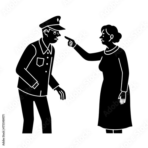 policeman giving directions to an elderly woman vector illustration
