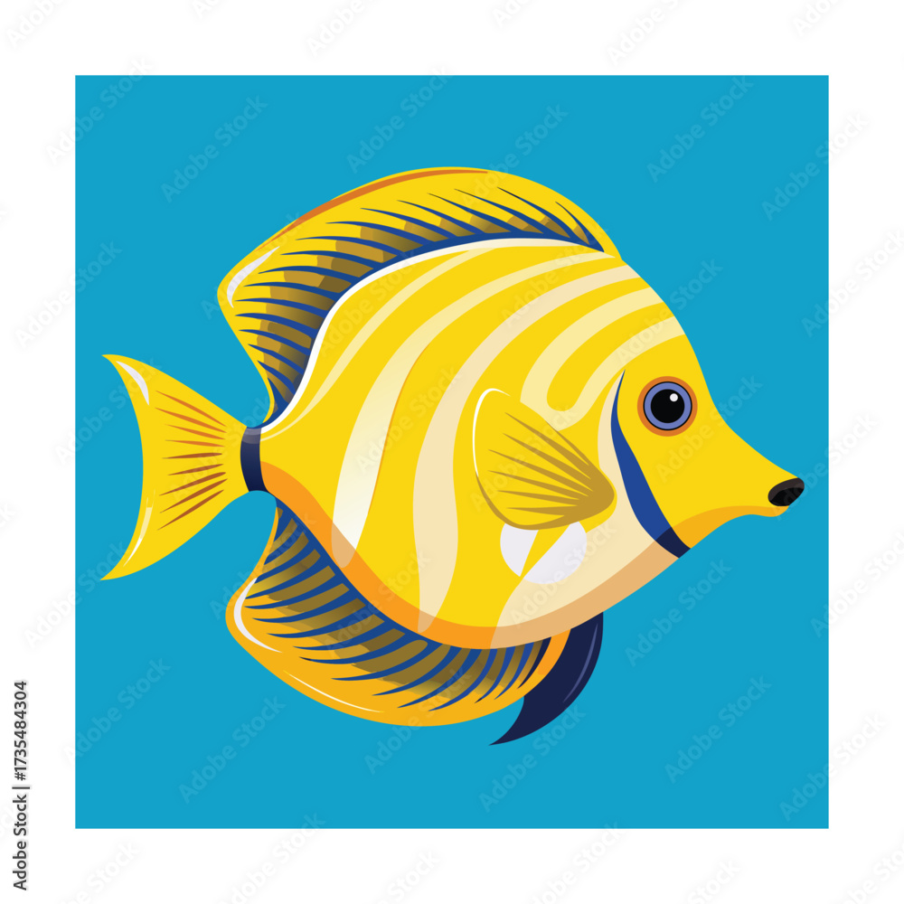 Naklejka premium Yellow Tang Fish With Blue Background marine life ocean