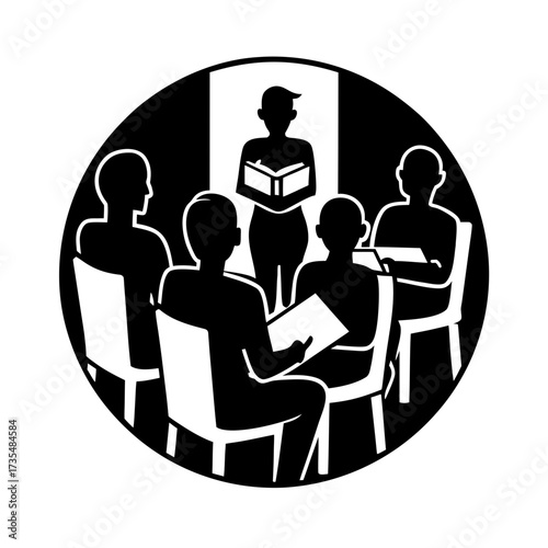 adult study group at training session vector art