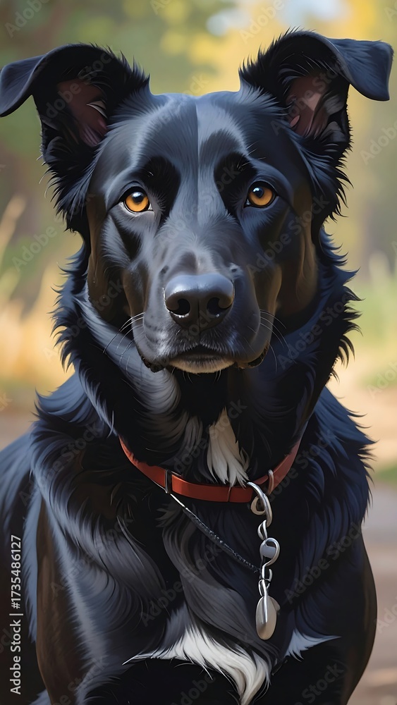 Fototapeta premium Close-up portrait of a black dog (2)