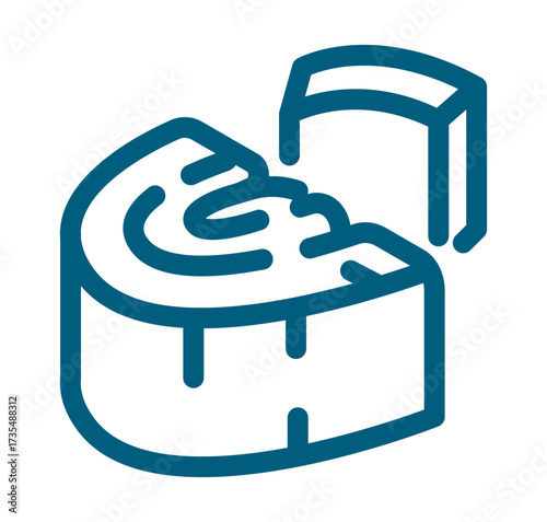 Tuna steak cut line icon vector representing seafood, sashimi, sushi, and Japanese cuisine.