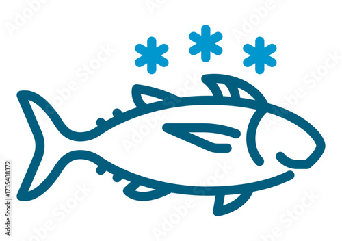 frozen fish line icon vector design representing seafood preservation and cold storage.