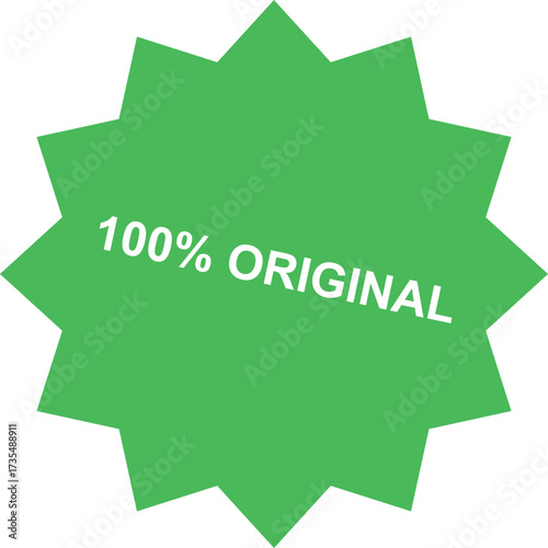 Vibrant Green Starburst with Text Celebrating Authenticity and Originality for Product Marketing.