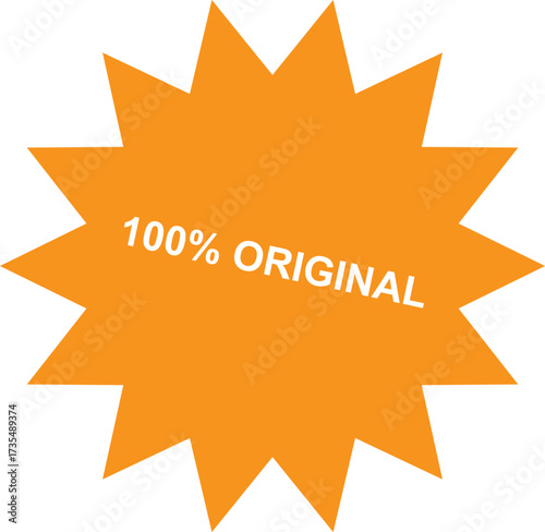 Vibrant Orange Starburst Design Showcasing Authenticity and Originality for Business Promotions.