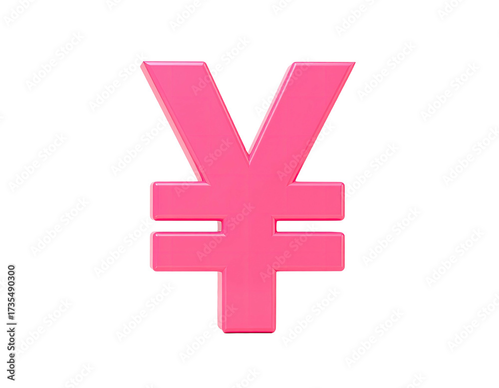 Obraz premium A glossy pink currency symbol against a solid black background, 3D rendered