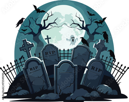 Spooky Owl on Tree Halloween Night Scene