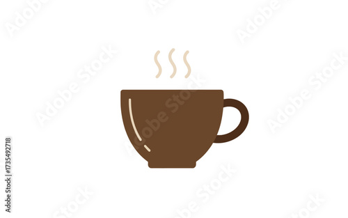 Illustration of a brown coffee cup with steam.