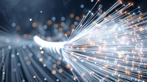 fiber optic cable close-up on dark background illustration	