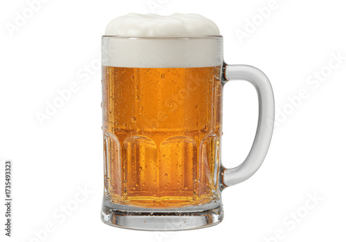 фотографія Isolated mug of beer overflowing with foam, traditional alcohol drink for pub an