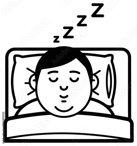 Person sleeping in bed with closed eyes and 'zzz' symbols