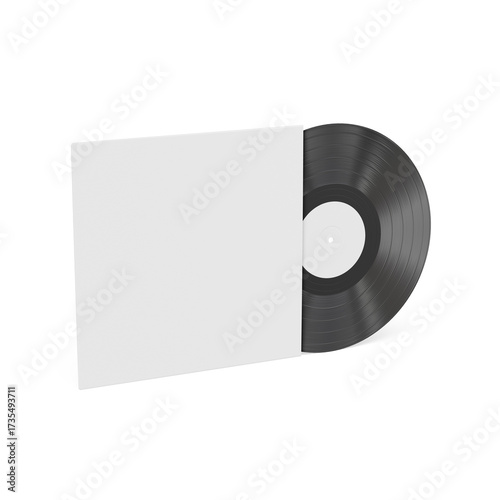 Classic vinyl record with a clean white sleeve, offering an ideal customizable mockup for album art, music branding, and retro design projects.