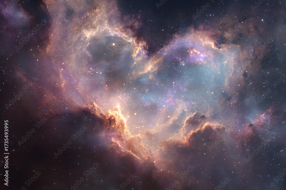 Obraz premium starlit nebula shaped like a heart surrounded by glowing galaxies creating a dreamy cosmic space romance design