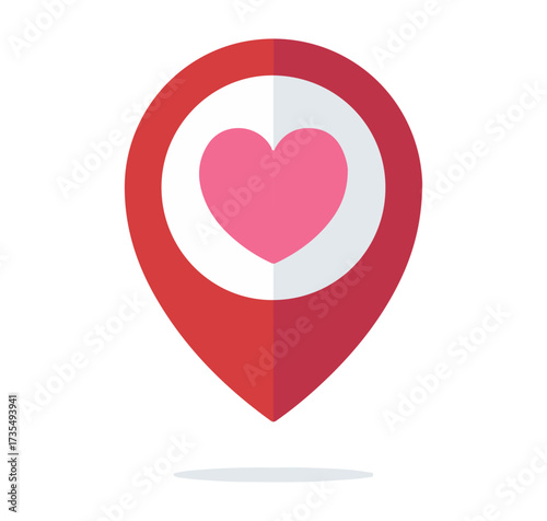 Heart Location Pin Icon — Stylized Symbol of Emotional Place and Romantic Destination for UI Design, Relationship Campaigns, and Affection-Based Visual Branding