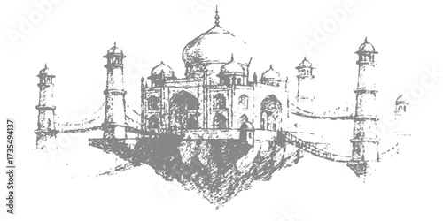 Stock illustration of the Church of the Holy Sepulchre with a vintage architecture sketch style, perfect for travel and ancient city design projects