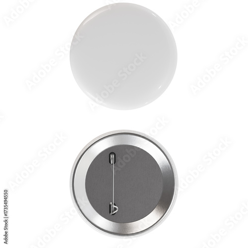 Blank white promotional pin badge showcasing front and back design for customizable marketing campaigns and personal expression
