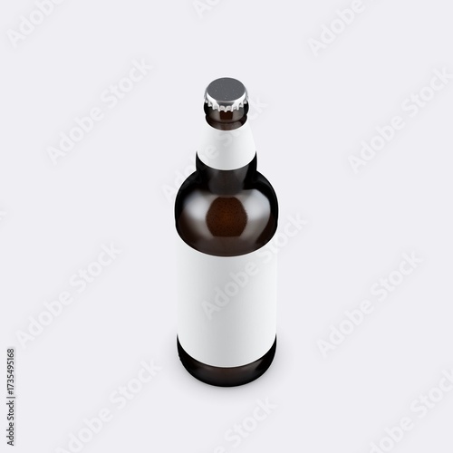 Refreshing beer bottle with blank label, perfect for branding mockups, advertising campaigns, and product presentations to showcase your designs.