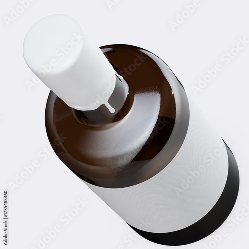 Elegant amber glass bottle with white label, perfect for cosmetics, essential oils, and luxury product branding, creating a sophisticated aesthetic