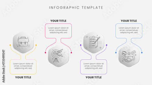 4 options infographic template with neumorphic style and icon illustration