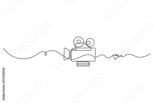 Video camera Continuous one line drawing of outline vector illustration
