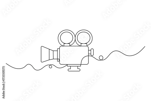 Video camera Continuous one line drawing of outline vector illustration