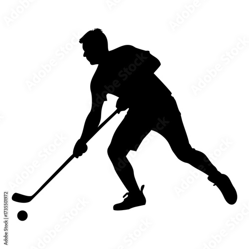 A hockey player full black silhouette vector illustration design