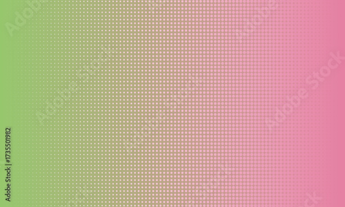 Colorful halftone dot background. Dotted halftone gradient texture. Pink and green fading comic pop art overlay backdrop. Vanishing polka dot background. Repeating dots gradation pattern background