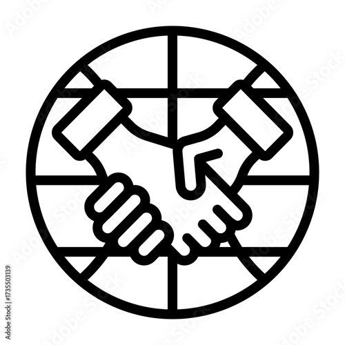 Global Cooperation Vector Line Icon Design