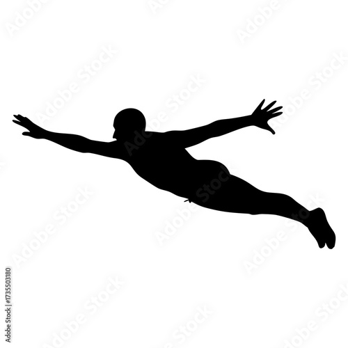 A man swimming  full black silhouette vector illustration design