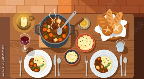 Delicious French-inspired dinner table setting.