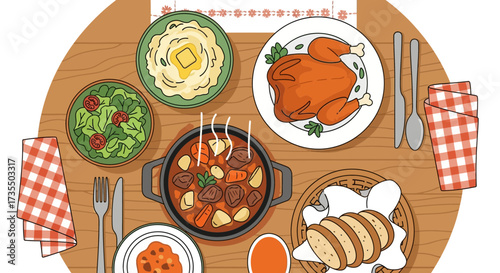 A variety of food on a table.