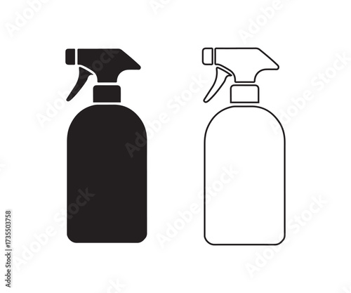 Spray bottle icon set, Cleaning, Water, or disinfectant sprayer vector