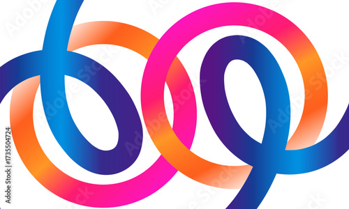 Abstract Background Design with Color Curve Lines. Vector 3D Gradient Shapes. Wavy and Spiral Ribbons. Dynamic Lines with Color Gradation