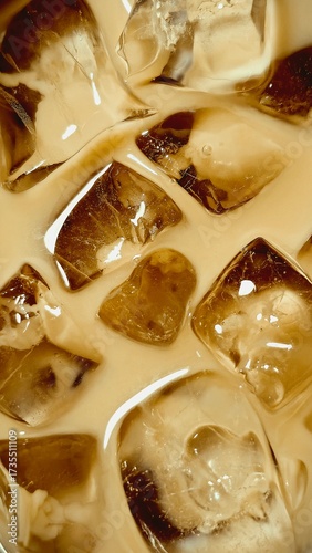 iced coffee latte background closeup