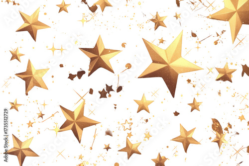 Golden Stars Scattered on a Transparent Dark Background Holiday Celebration Festive Design Glittering Gold Sparkles Decorative Pattern Glowing Cosmic Ornament Decoration Wallpaper Invitation Card