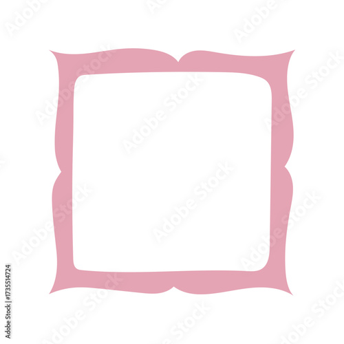 A single hand-drawn square frame with scalloped wavy edges. Bold orange decorative border in doodle style. Ideal for scrapbooking, invitations, greeting cards, photo albums, and creative designs.