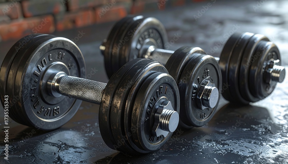 Naklejka premium close up of a dumbbell weights