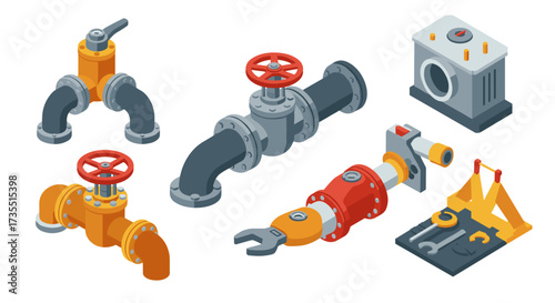 Industrial pipe systems and tools in isometric design