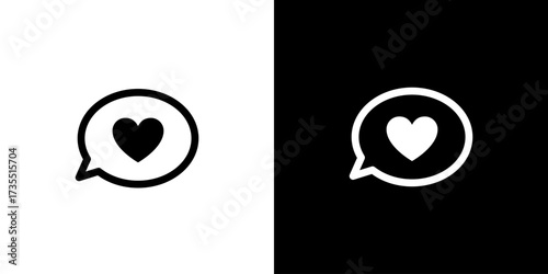 ハートマークの吹き出しアイコン