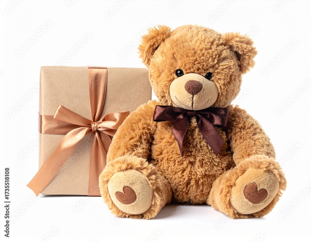 Obraz premium teddy bear with gift box