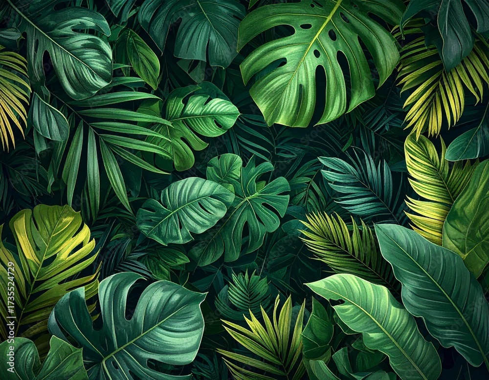 custom made wallpaper toronto digitalGenerated image of a vibrant tropical jungle leaves
