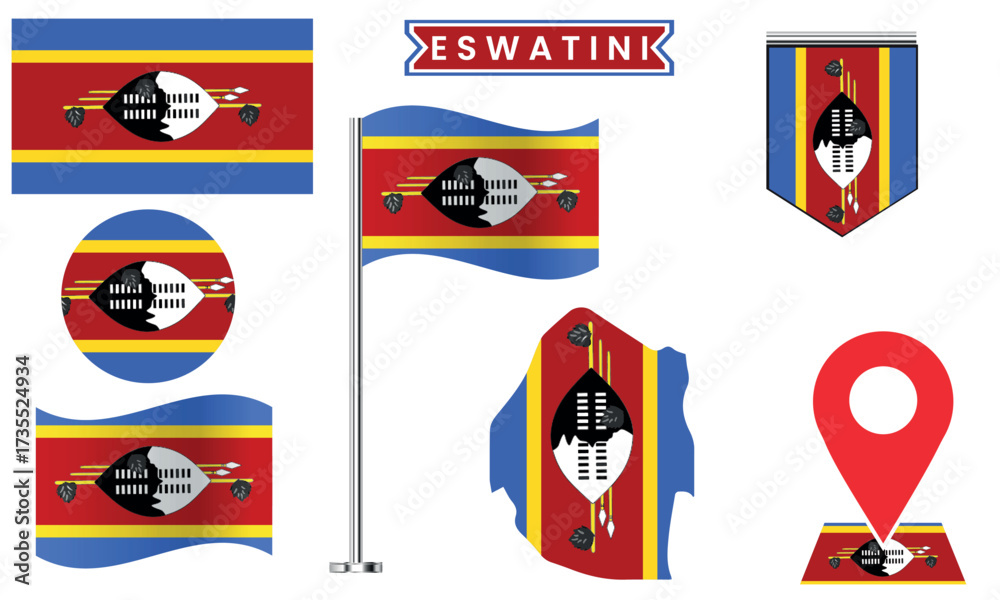 Fototapeta premium Flag Vector Design Set National Symbol Collection