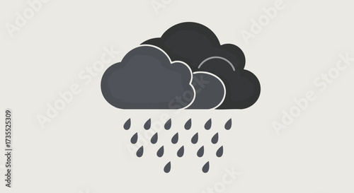 Dark Cloudy Weather Icon Illustration of Rain, Cloud, and Storm Depiction for Design