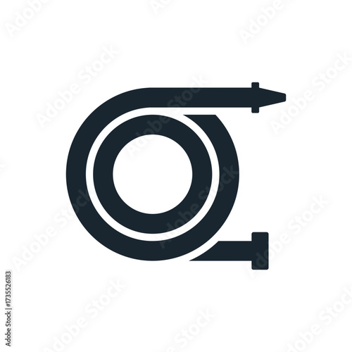 Black Flat Fire Hose Nozzle Safety Equipment Icon