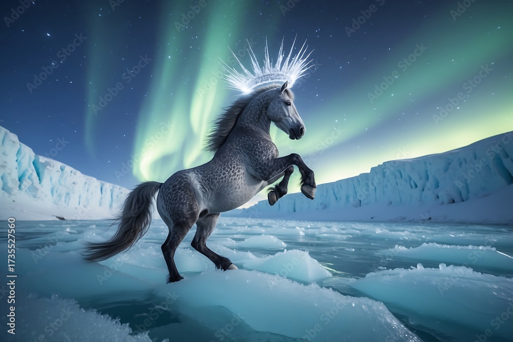 Fototapeta premium Horse with a crown of ice on its head