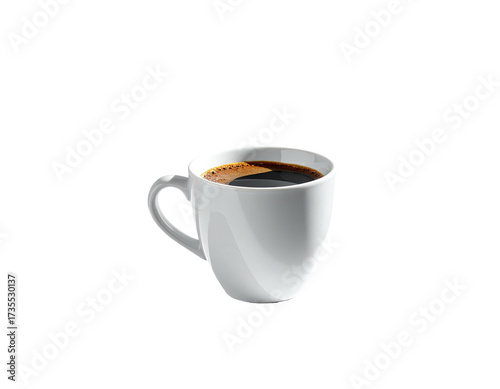 Wallpaper Mural White ceramic mug filled with dark, rich coffee, set against a black background Torontodigital.ca