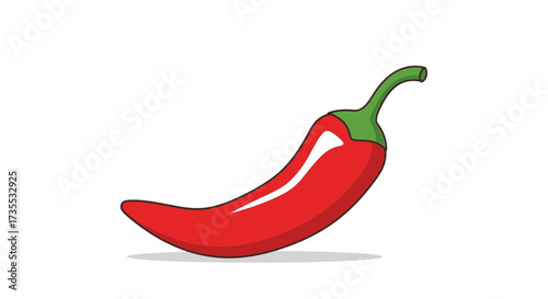 A single red chili pepper on a white background.